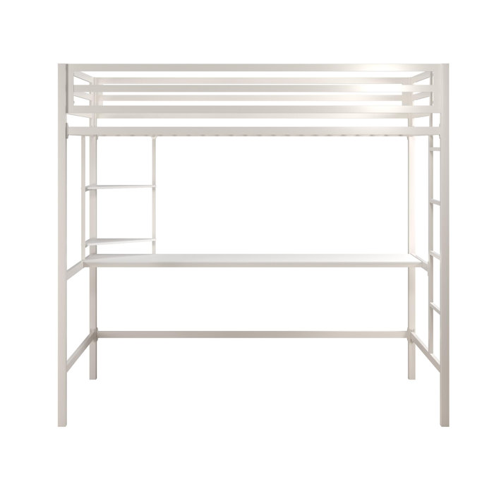 Novogratz Maxwell Metal Loft Bed with BuiltinDesk by Novogratz